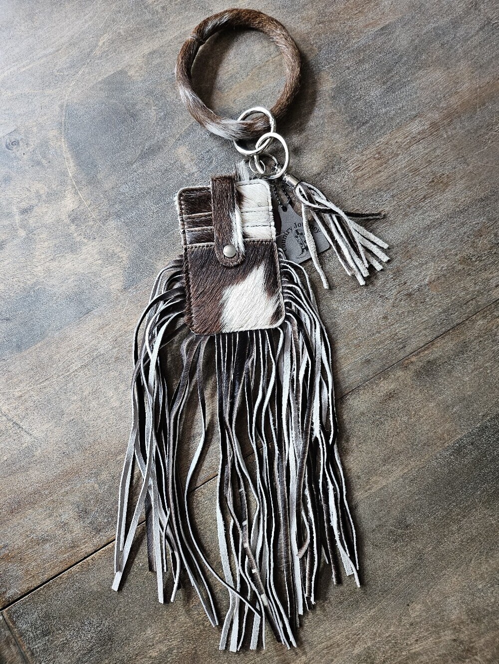 NWT Cowhide Leather Wristlet Clutch Purse With Fringe
